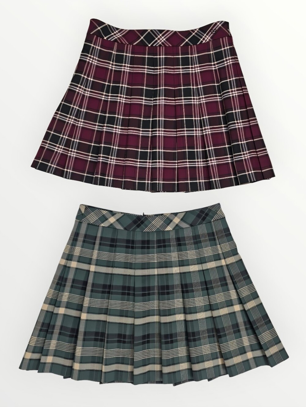 Aritzia Sunday Best Olive Pleated Plaid Mini Skirt Size 6 Lot of 2